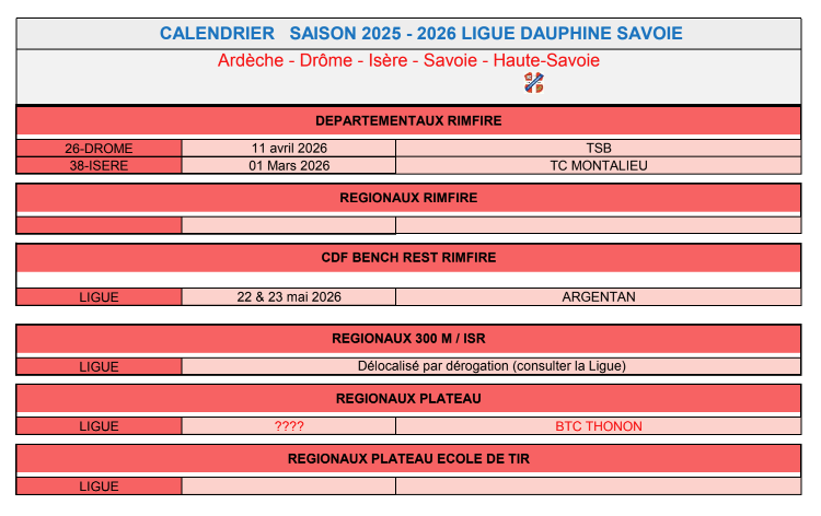 Calendrier compétitions 3